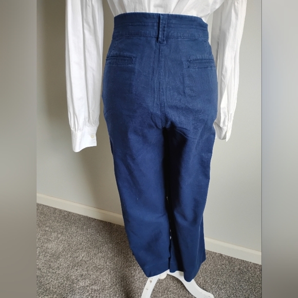Vineyard Vines Cotton Linen Stretch Navy Blue Cropped Classic Chinos Size 14 - Picture 8 of 17